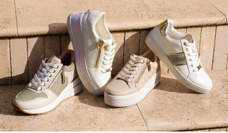 Four different styles and colour combination of Kurt Geiger sneakers that you can purchase at Secret Sales