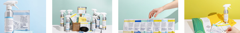 Clean Living's cleaning categoris where you can find eco-friendly products