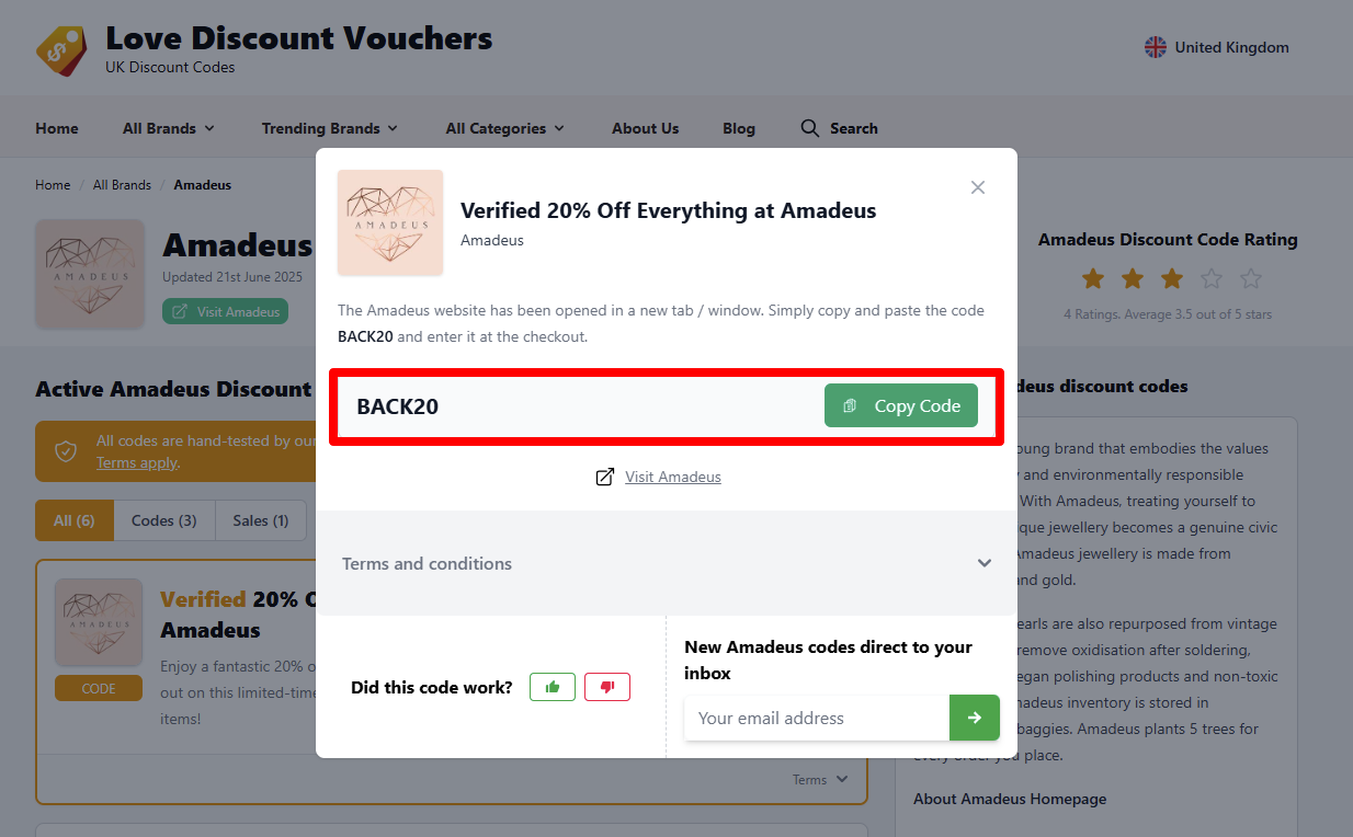 Copy your code and start shopping