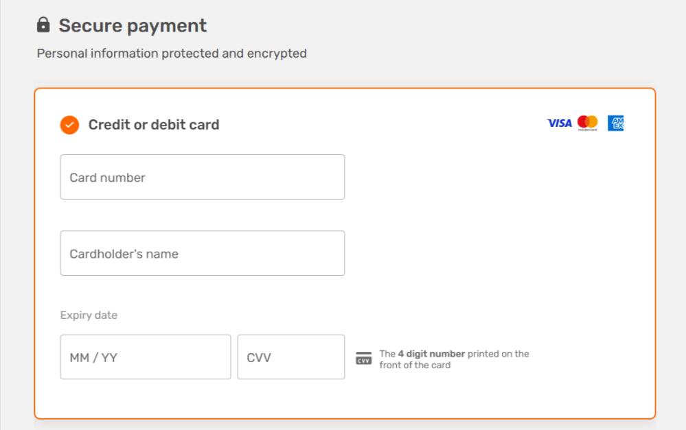 Making payment on a travel provider page