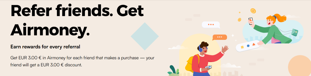 The airalo refer-a-friend program banner