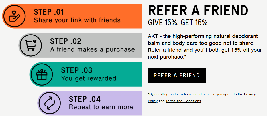 AKT reward program refer a freind