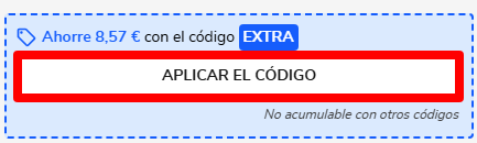 casilla para aplicar el código descuento direct running en el carrito