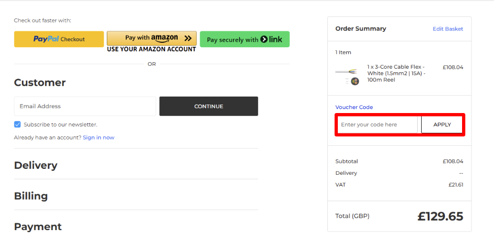 Paste your code in the box and click 'Apply' to get your savings