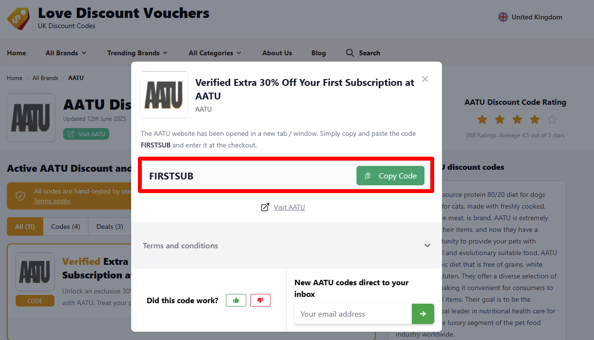 Copy your code and start shopping