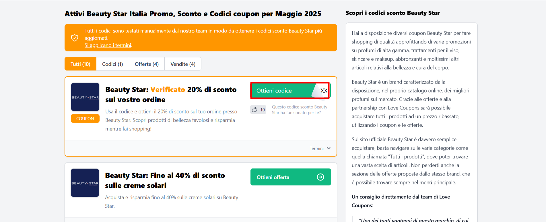 codice sconto Beauty Star da poter prelevare per avere profumi e altri prodotti a prezzo ridotto