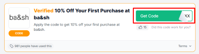 Apply the code to get 10% off your first purchase at ba&sh