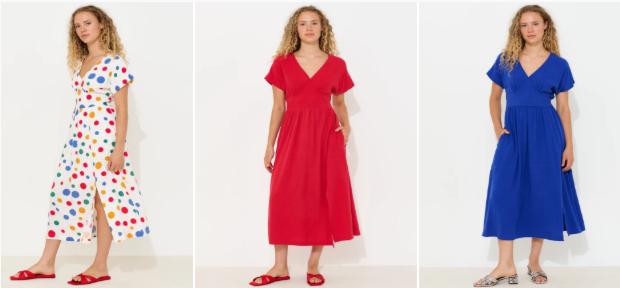 JOY dresses on sale displayed against a white background
