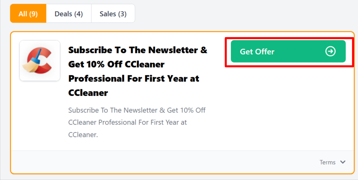 A CCleaner voucher code for customers to use to save money