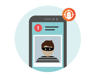 iamgen de la web de eset software de logo con móvil y ladrón sobre fondo blanco