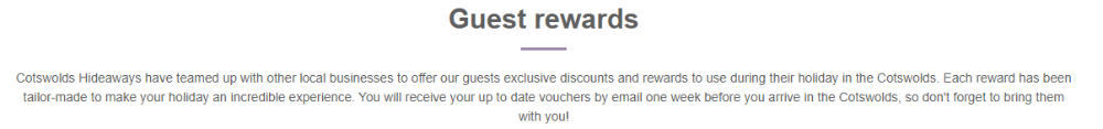 The Cotswolds Hideaways guest offers page banner