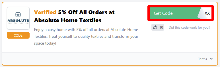 Get your code and click on it to reveal it