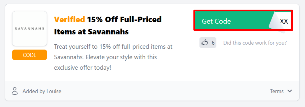 The Love Discount Vouchers page showing discount codes to use on your purchase