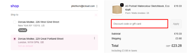 A red box is where you enter The Pink Pig promo code