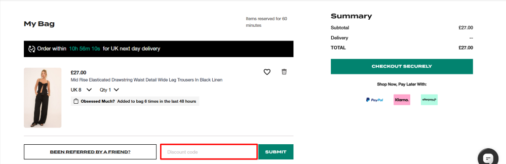 Appling a EGO voucher code on the EGO checkout page