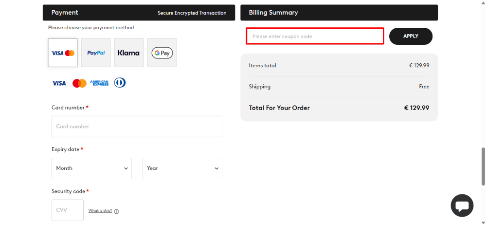 Logitech promo code box under the billing summary
