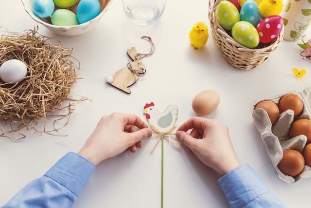 A child doing easter crafts