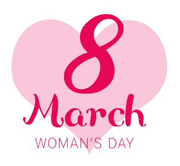 logo del día de la mujer rosa para promocionar ofertas día de la mujer y un cupón día de la mujer