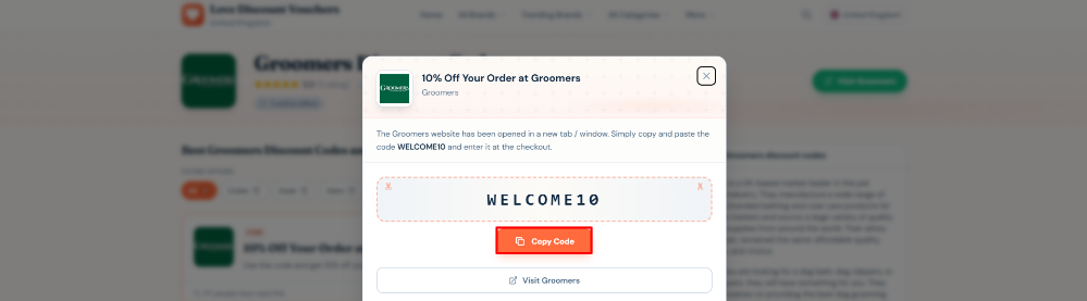 A Groomers code on Love Discount Vouchers