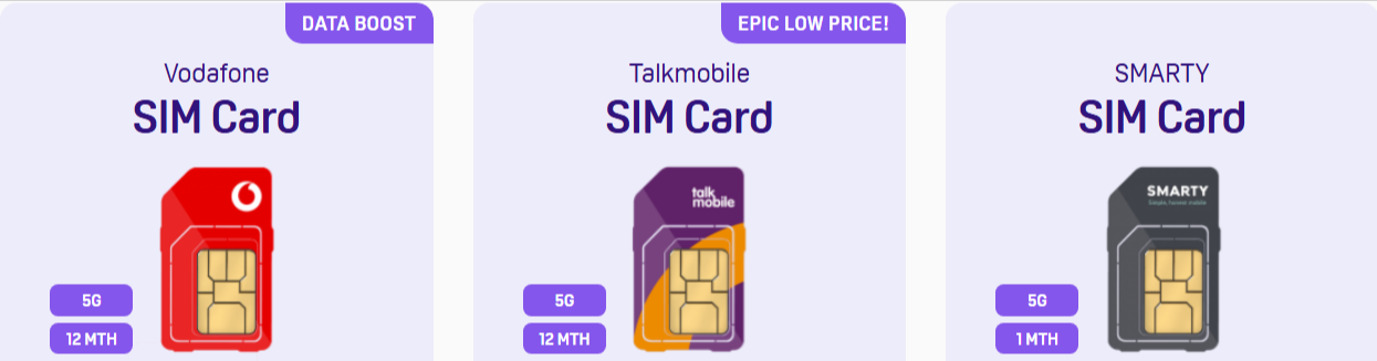 sim-only deals with Talkmobile, Vodafone, and SMARTY SIM cards