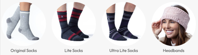 Heat Holders socks in original, ultra light and light selections and headbands