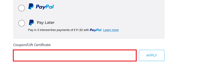 image showing the coupon code box