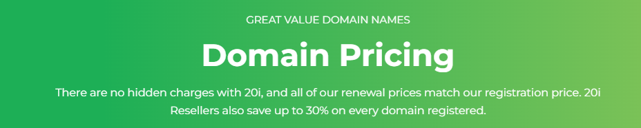 The 20i domain name innformation page