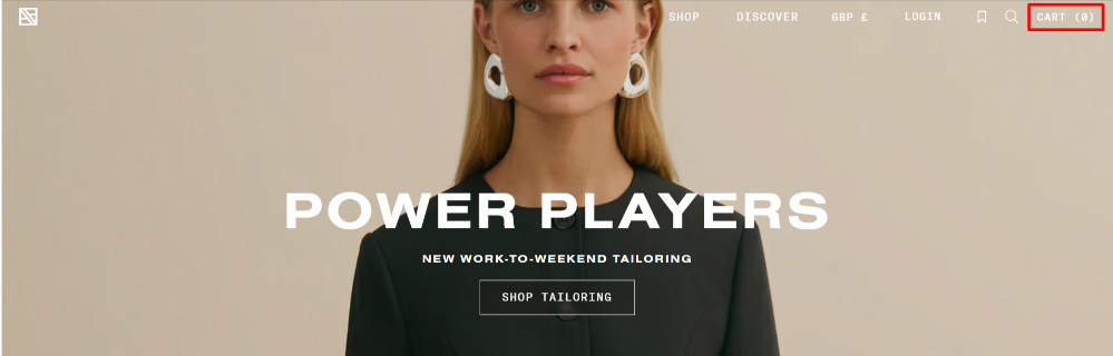 The ALIGNE home page and the shopping categories and the shopping cart highlighted with a red box