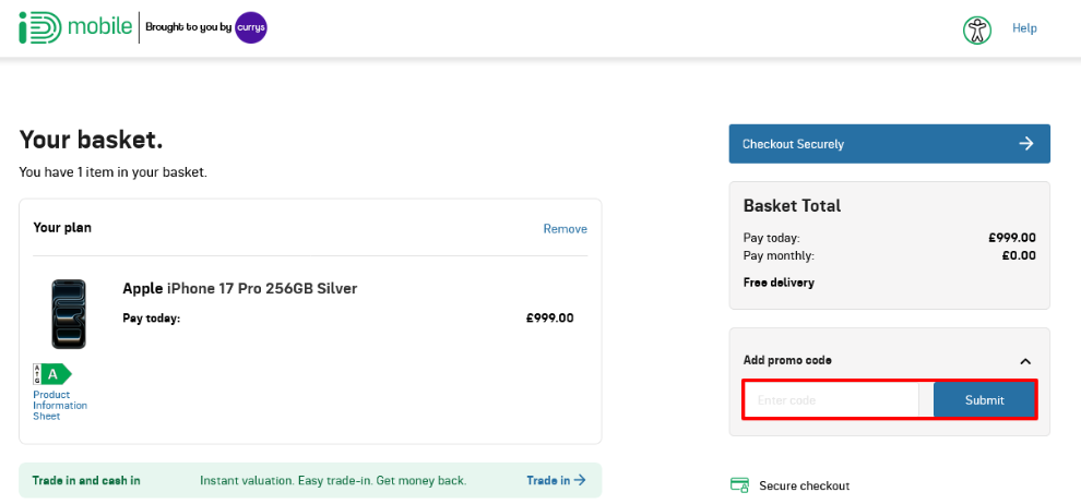 Paste your promo code in the red box to get your discount