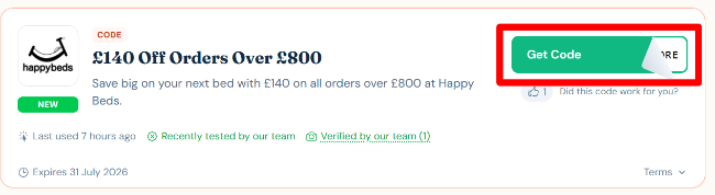 Verified 10% offer for selected mattresses at Happy Beds