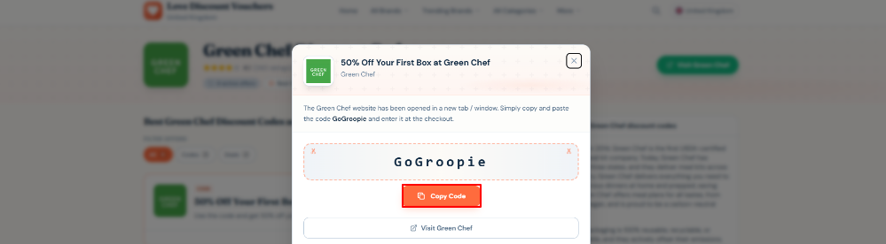 A Green Chef voucher code on Love Discount Vouchers for a discount on the first order