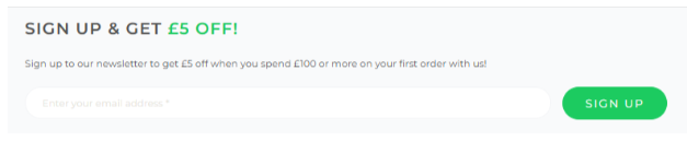 5% discount for signing up