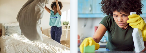 A woman doing regular cleaning