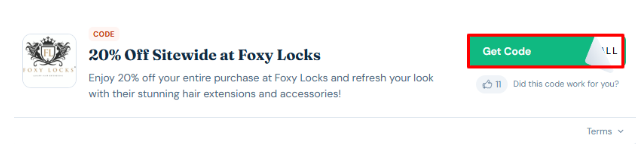 A box will show the Foxy Locks voucher code to use on your purchase