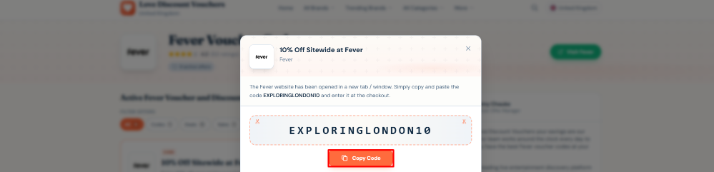 A Fever code on Love Discount Vouchers
