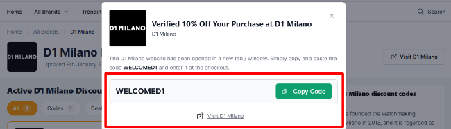 revealed 10% discount offer on a stylish upgrade with D1 Milano