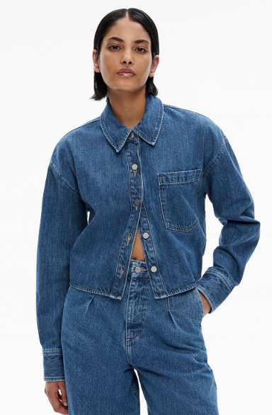 Women's coats and jackets: The Indigo crop shacket from Witchery