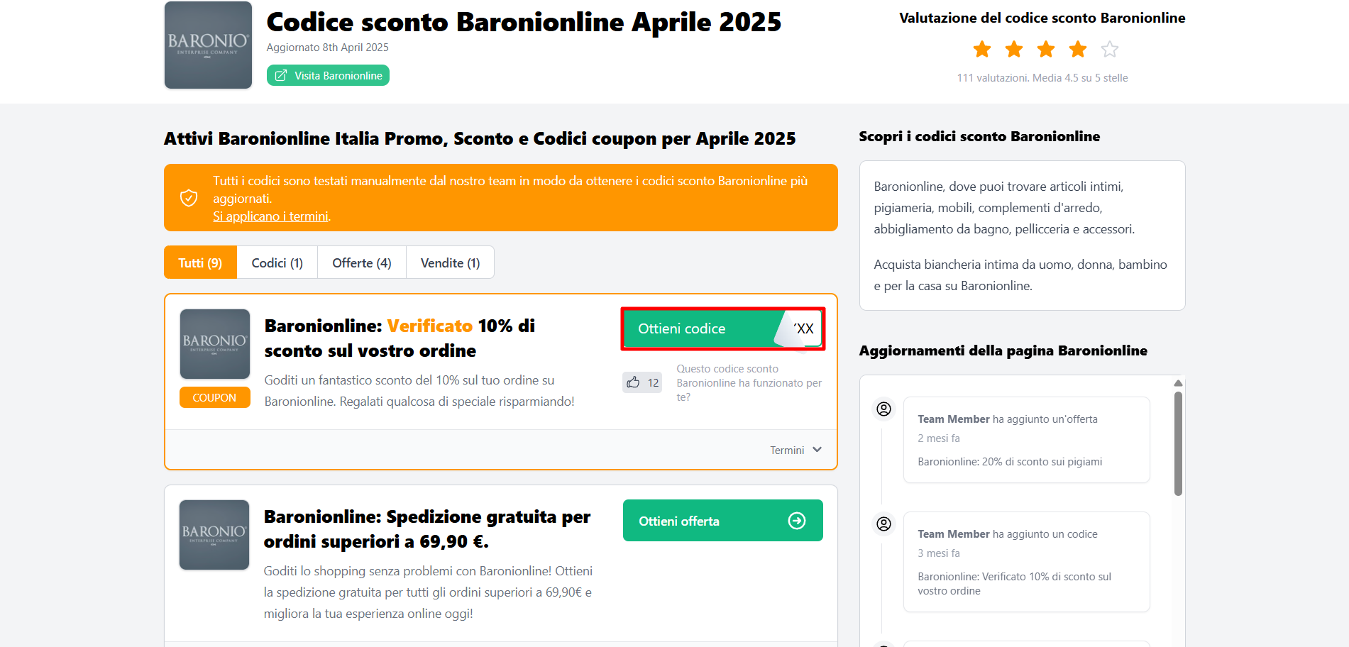 codice sconto Baronionline da poter prelevare per risparmiare in maniera notevole sul sito Baronionline