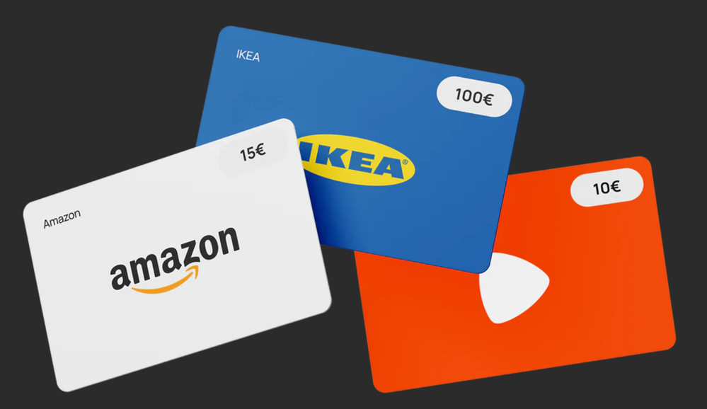 Mehrere Guthaben-Karten zu Marken wie Amazon, Ikea und Zalando