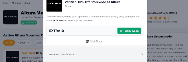 The highlighted red box with one of the cycling gear promo codes UK