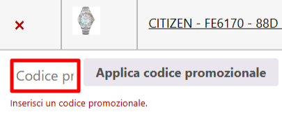 carrello del sito Lux's Sons dove poter incollare un codice sconto Lux's Sons e risparmiare su orologio Citizen