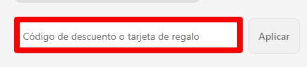 casilla para introducir el código de dim en la caja