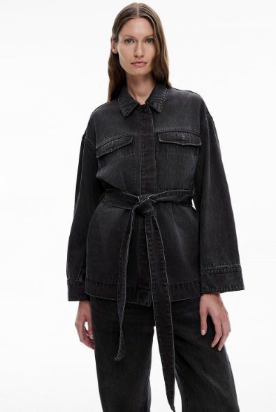 Women's coats and jackets: A model wearing a Charcoal tie denim shirt