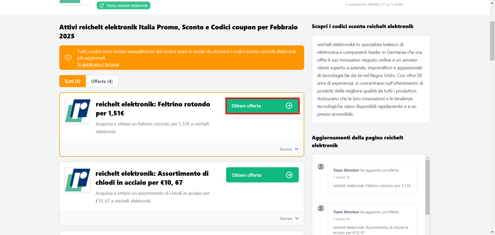 offerta da poter utilizzare o coupon reichelt elektronik per risparmiare sui prodotti tecnologici