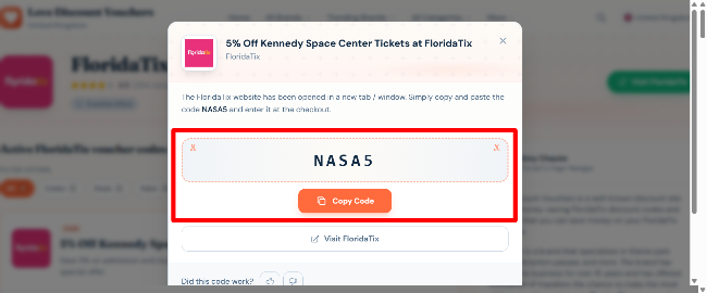 5% off discount selected experiences to use at FloridaTix