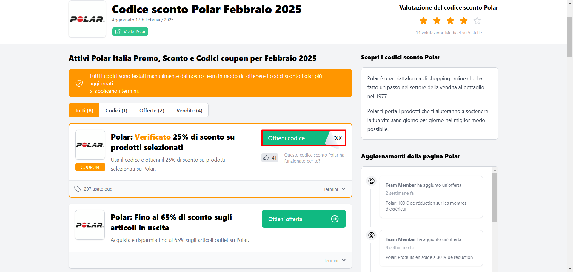 coupon Polar da poter prelevare per risparmiare su diversi orologi sportivi e altri accessori simili