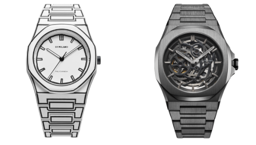 two of D1 Milano's watches for men and women in the UK