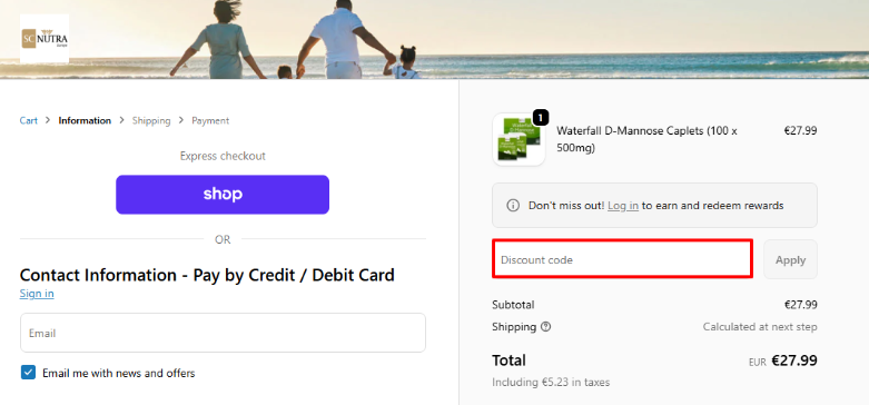 Paste and apply your SC Nutra promo code to the box in the picture