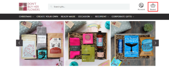 A Don't Buy Her Flowers shopping page with different shopping categories