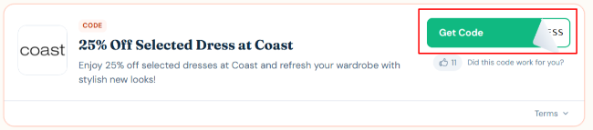 The Love Discount Vouchers page shows all Coast's verified discount codes to use on your purchase